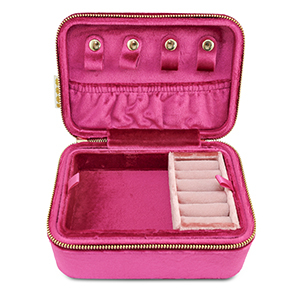 BY31&reg; Bo&icirc;te &agrave; bijoux velours Fuchsia-rose vintage
