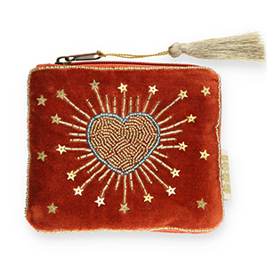 BY31&reg; Trousse c&oelig;ur avec &eacute;toiles Rouge rouille-dor&eacute;-bleu