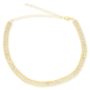 M&eacute;tal TQ laiton collier ras de cou avec strass Dor&eacute;-cristal