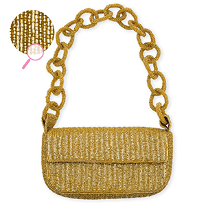 Sac &agrave; main avec perles en verre Dor&eacute;