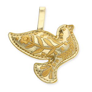 Breloque tendance oiseau avec motif &agrave; fleur Dor&eacute;