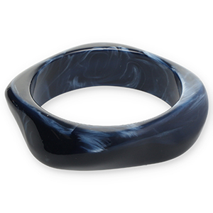 Bracelets jonc en r&eacute;sine Bleu fonc&eacute;-blanc