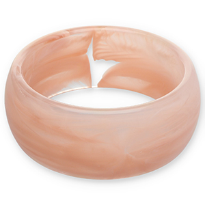 Bracelets jonc en r&eacute;sine Rose clair-blanc