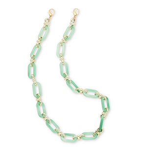Cordon t&eacute;l&eacute;phonique tendance en acrylique Vert jade-dor&eacute;