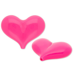 Perles acryliques c&oelig;ur Rose fonc&eacute;