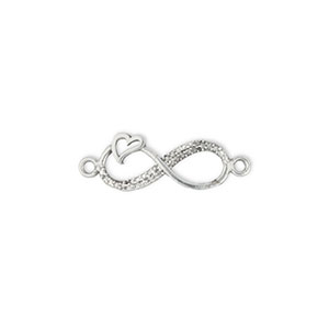 Breloques en m&eacute;tal DQ connecteur infinity avec c&oelig;ur Argent&eacute; antique (sans nickel)