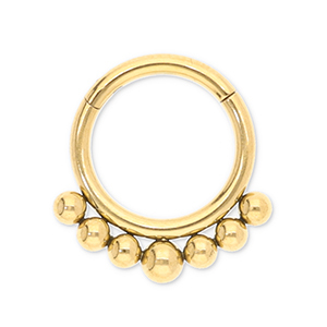 Piercing d&rsquo;oreilles en acier Inox clicker anneau avec boules Dor&eacute;