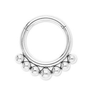 Piercing d&rsquo;oreilles en acier Inox clicker anneau avec boules Argent&eacute;