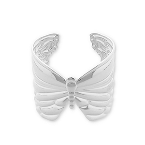 Bracelets en acier Inox jonc papillon Argent&eacute;