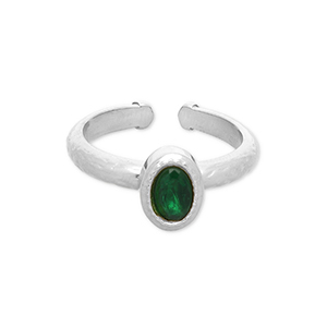 Bagues en acier Inox Argent&eacute;-vert