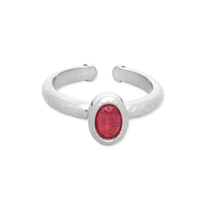 Bagues en acier Inox Argent&eacute;-rouge