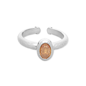 Bagues en acier Inox Argent&eacute;-orange clair
