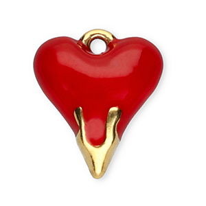 Breloques en acier Inox c&oelig;ur Dor&eacute;-rouge
