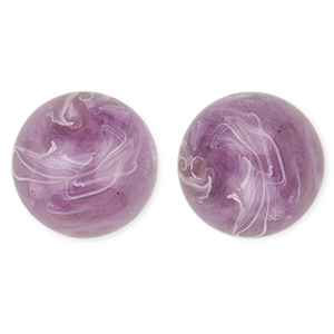 Perles acryliques 20 mm rond Violet-marron-marbr&eacute;