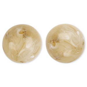 Perles acryliques 20 mm rond Marron beige-marbr&eacute;