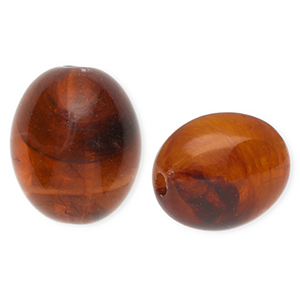 Perles acryliques ovale Marron ambre-marbr&eacute;