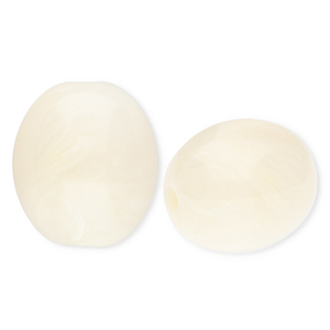 Perles acryliques ovale Blanc cass&eacute;-marbr&eacute;