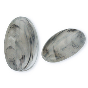 Perles acryliques oblong ovale Gris-marbr&eacute;