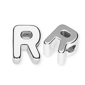 Perles acryliques alphabet lettre R Argent&eacute;
