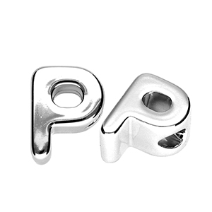Perles acryliques alphabet lettre P Argent&eacute;