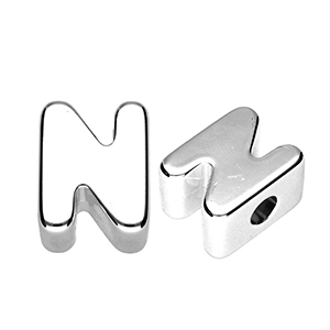 Perles acryliques alphabet lettre N Argent&eacute;