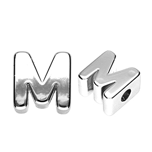 Perles acryliques alphabet lettre M Argent&eacute;