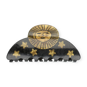 Accessoires pour cheveux pince &agrave; cheveux soleil avec &eacute;toiles Noir nacr&eacute;-dor&eacute; nacr&eacute;