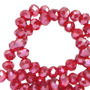 Perles &agrave; facettes 8x6mm disque Heishi Rouge raisin-amber coating