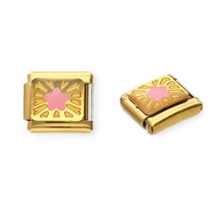Appr&ecirc;ts en acier inox breloques pour bracelet italien &eacute;toile Dor&eacute;-rose-jaune