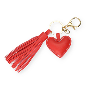 Porte-cl&eacute;s coeur avec glands Rouge-dor&eacute;