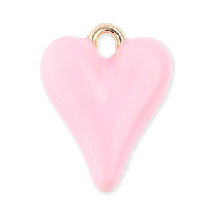 Breloques en m&eacute;tal coeur Dor&eacute;-rose clair