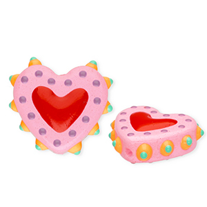 Perles en verre &agrave; la main coeur Rose clair-rouge-multicolore