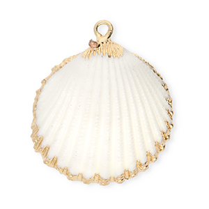 Pendentifs coquillage specials coque Blanc-dor&eacute;