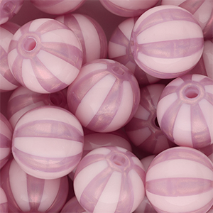 DQ&reg; Perles acryliques 16 mm avec ray&eacute;es Rose vintage