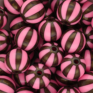 DQ&reg; Perles acryliques 12 mm avec ray&eacute;es Rose-marron dor&eacute;