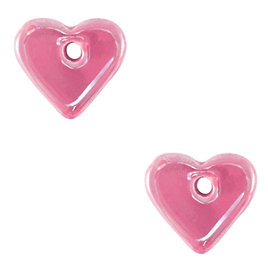 Perles en c&eacute;ramique DQ grecque coeur Rose magenta