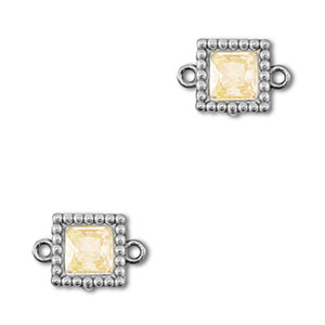 Connecteurs en acier Inox zirconium carr&eacute; Argent&eacute;-orange clair