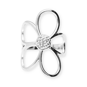 Bagues en acier Inox fleur Argent&eacute;