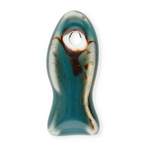 Perles en c&eacute;ramique poisson Bleu sarcelle fonc&eacute;-marron