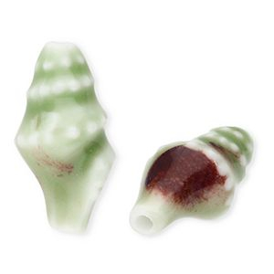 Perles en c&eacute;ramique buccin Vert clair-marron