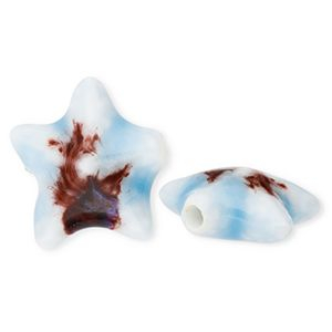 Perles en c&eacute;ramique &eacute;toile de mer Bleu clair-marron