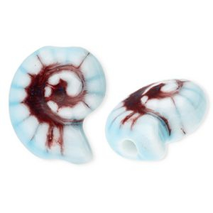 Perles en c&eacute;ramique coquillage Bleu clair-marron