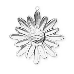 Breloques en acier Inox fleur Argent&eacute;