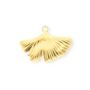Breloques en acier Inox feuille de Ginkgo Dor&eacute;