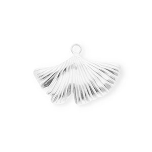 Breloques en acier Inox feuille de Ginkgo Argent&eacute;
