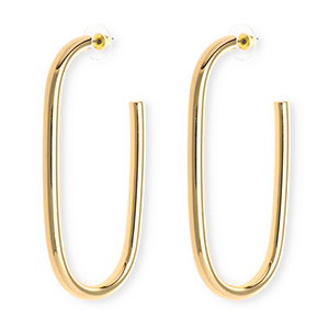 Boucles d'oreilles&nbsp;/&nbsp;puces accroche-regard ovale avec tige en acier inoxydable Dor&eacute;