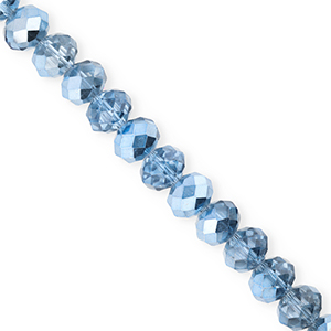 Perles &agrave; facettes 8x6&nbsp;mm disque Heishi Bleu-pearl shine coating