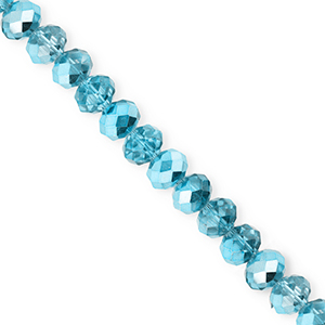 Perles &agrave; facettes 6x5&nbsp;mm disque Heishi Bleu sarcelle-pearl shine coating
