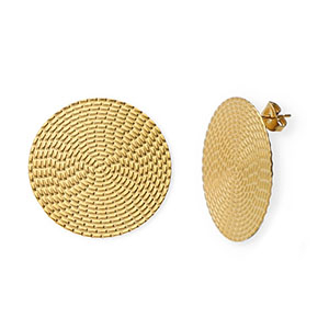 Boucles d'oreilles puces en acier Inox rond Dor&eacute;