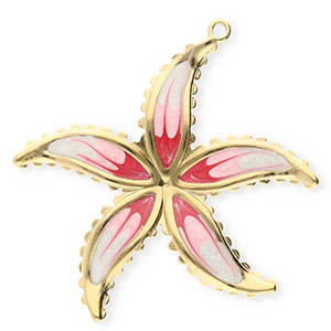 Breloques en acier Inox fleur Dor&eacute;-blanc nacr&eacute;-rose-rose cerise